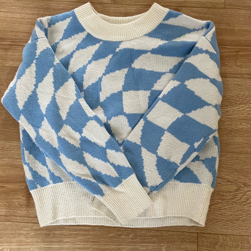 Wild Fable Blue/White Checkered Sweater